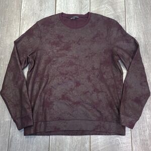 John Varvatos Mens Foil Print Sweatshirt Size Medium Distressed Crew Scarlet